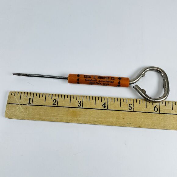 VTG Thos D Murphey Calendar Co Advertising Bottle Opener Screwdriver Red Oak IA - Picture 6 of 8
